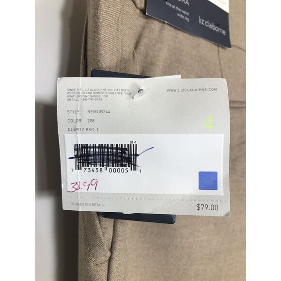 Liz Claiborne Audra Straight Fit Straight Trouser Size 4 - Picture 5 of 10